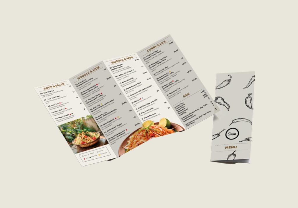 Siam menu mockup