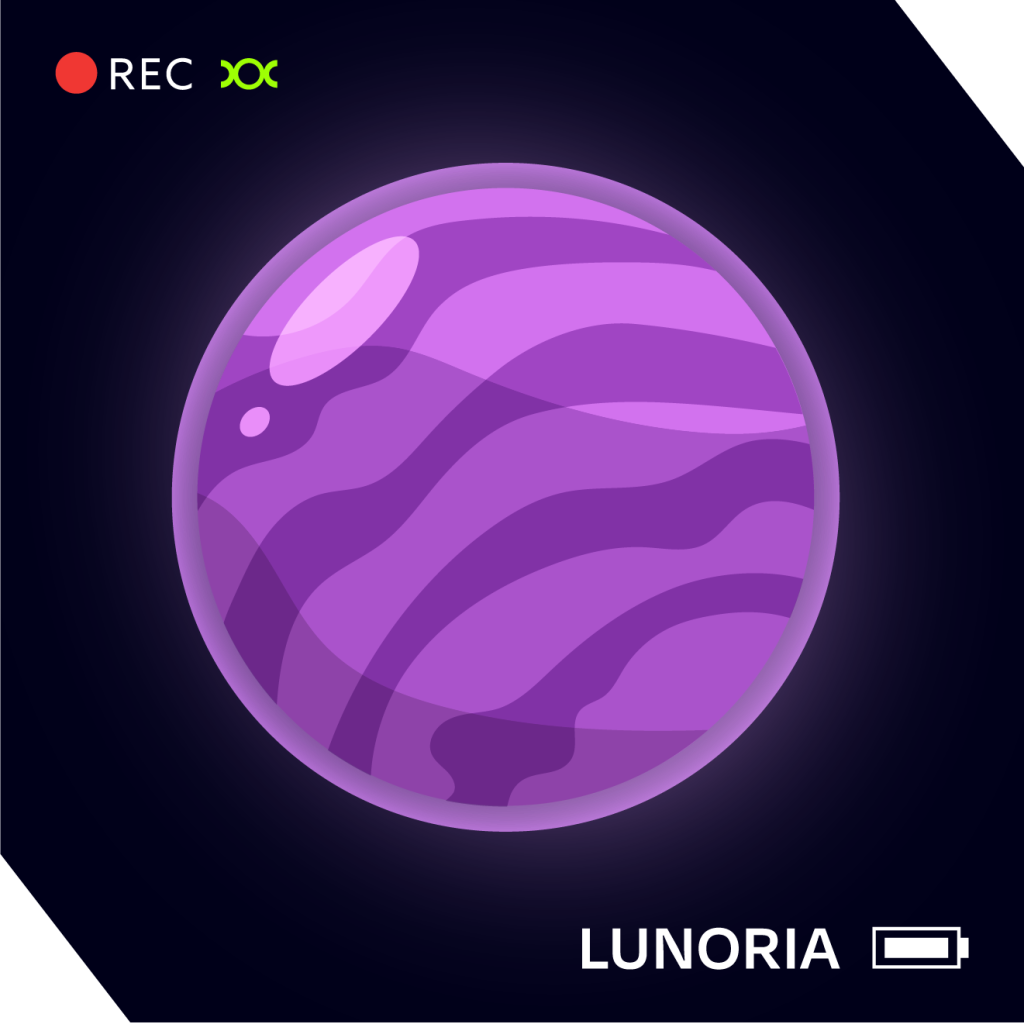 A purple planet with a stripes pattern