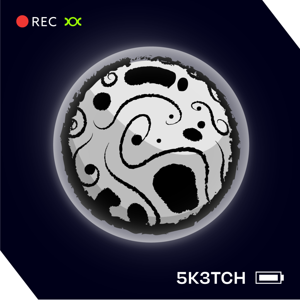 A grey planet with characteristics of a pencil sketches