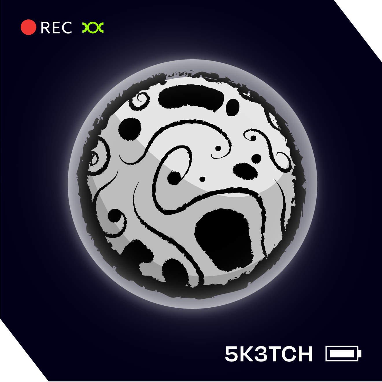 A grey planet with characteristics of a pencil sketches
